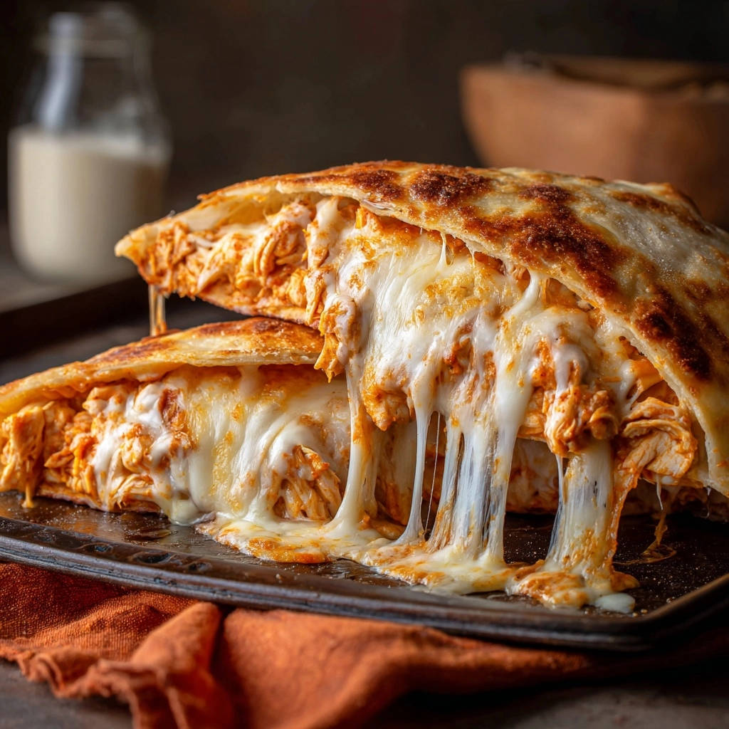 Ultimate cheesy chicken pockets with a gooey cheese pull revealing the shredded chicken filling.
