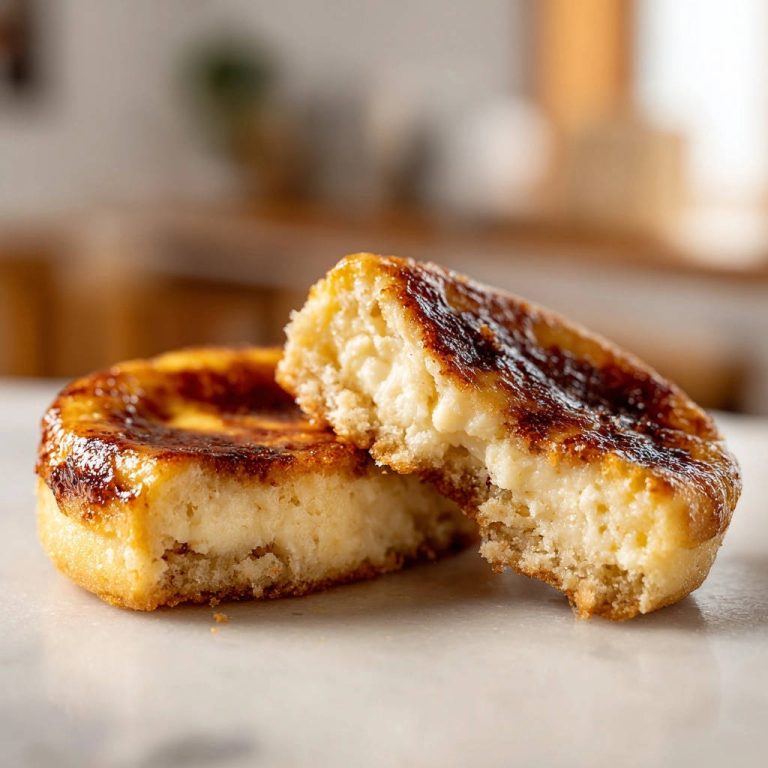 Creamy baked custard tarts shown in a close-up cross-section revealing their silky smooth interior texture.