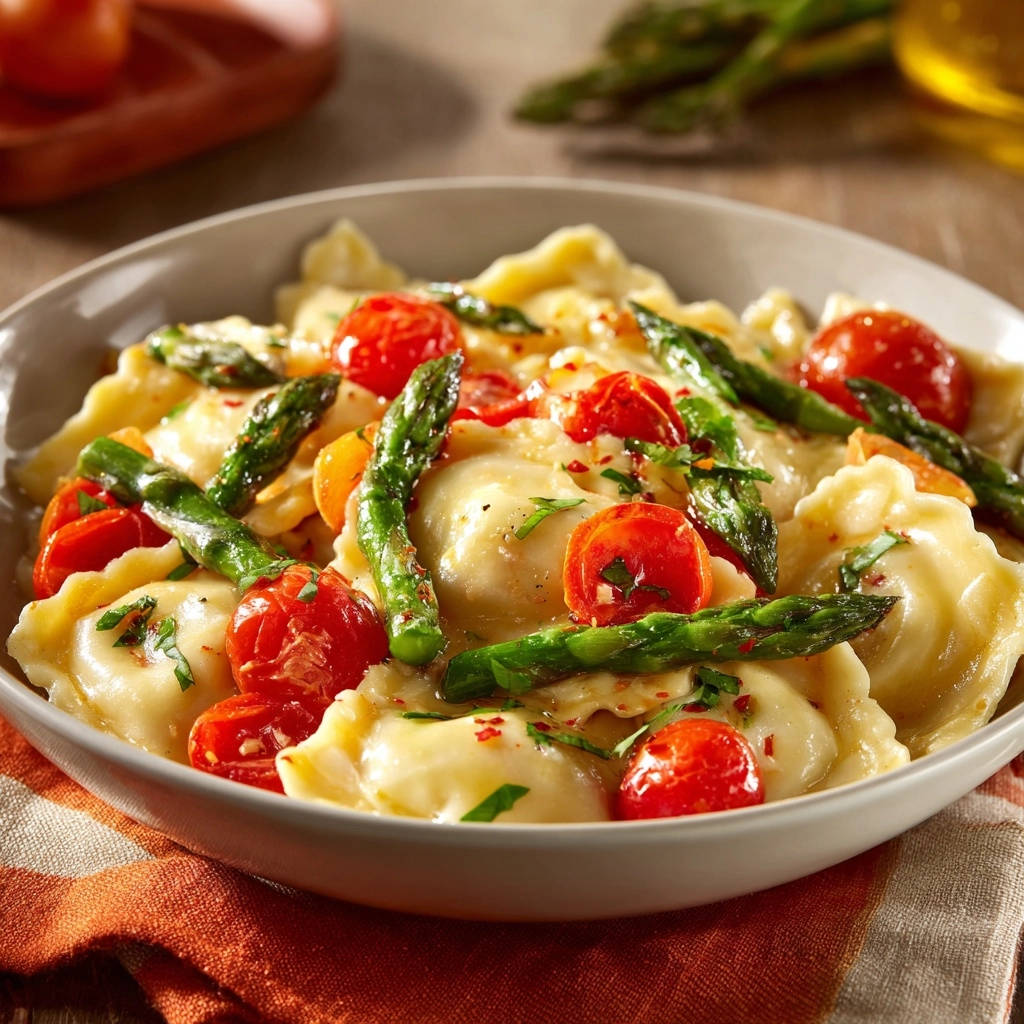 Spring Ravioli Recipe Images 35-Minute Ravioli with Asparagus & Tomatoes