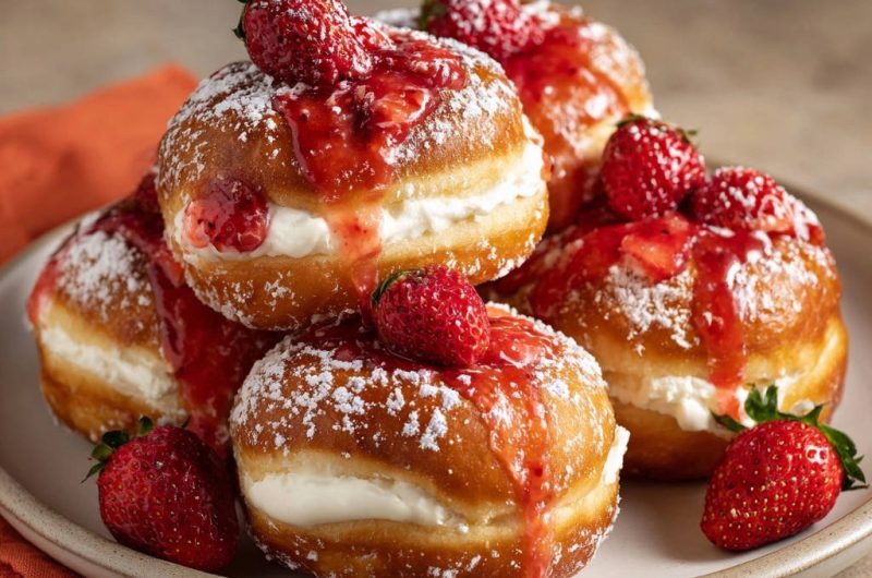 Strawberry Cream-Filled Donuts