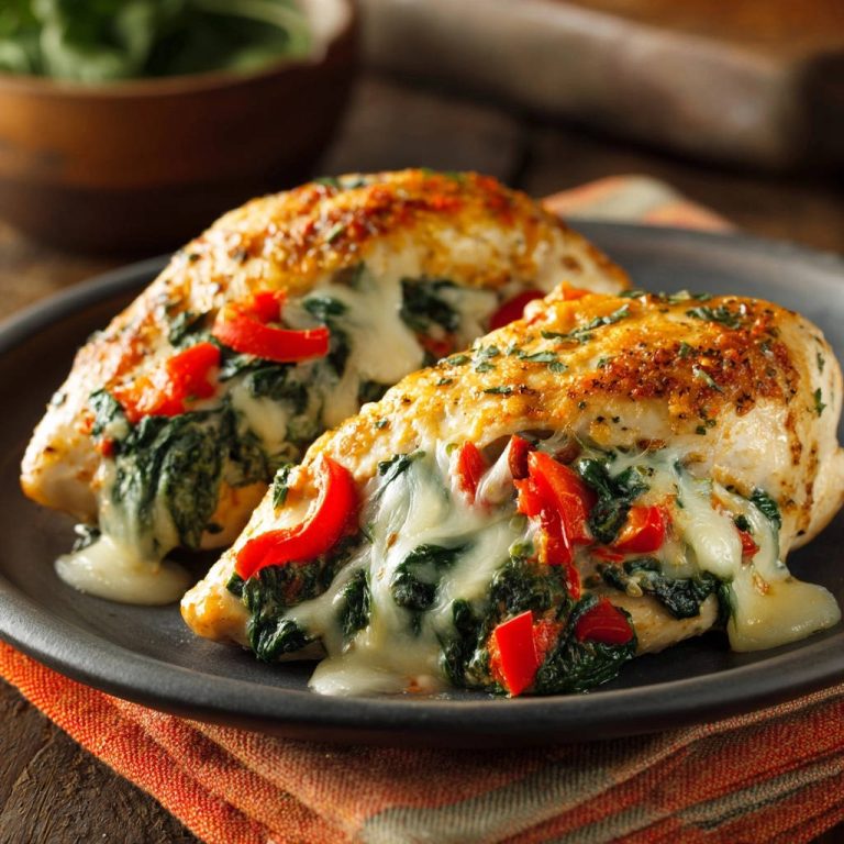 Stuffed chicken breasts with a gooey cheese pull, showing melted cheese oozing from the golden-brown filling.