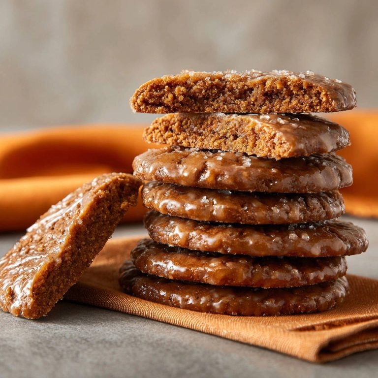 Chewy spiced molasses cookies stacked with a cross-section showing their soft interior and glistening glaze.
