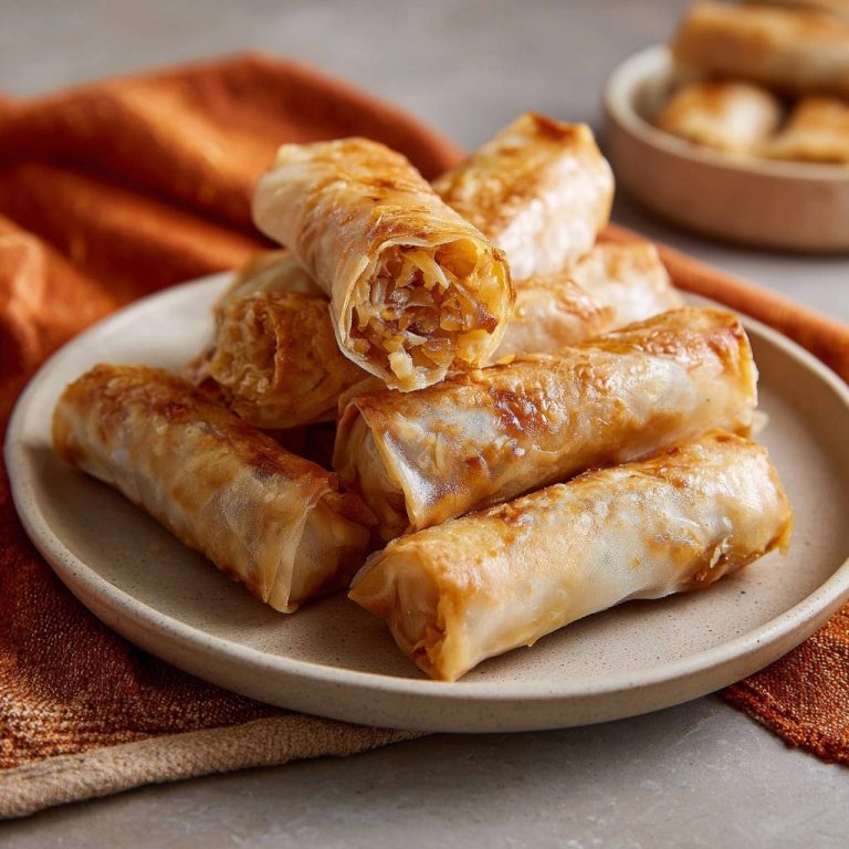 Golden veggie rolls cross-section detail showing the crispy exterior and savory filling.
