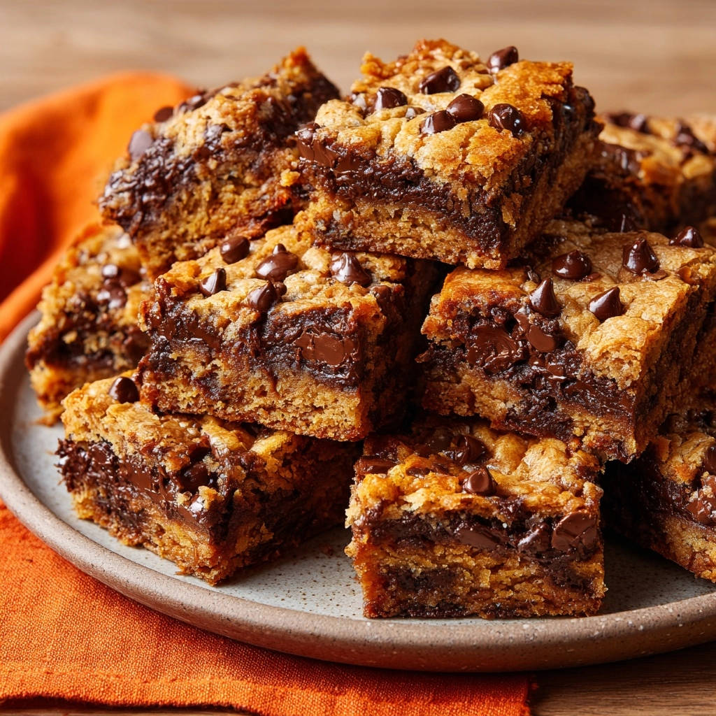 Orange Chocolate Swirl Bars shown in a close-up cross-section stack, highlighting the gooey chocolate interior.