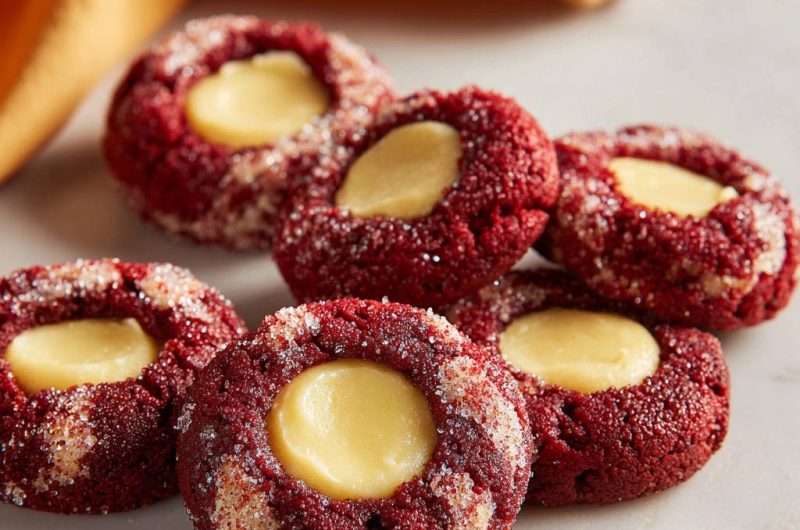 Red Velvet Thumbprint Cookies
