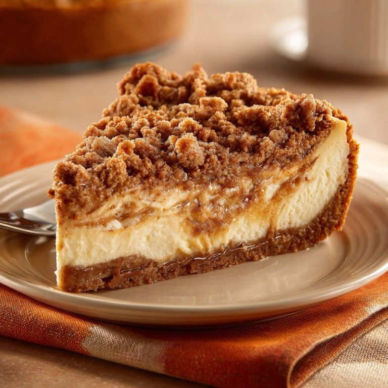 Spiced Caramel Crumble Cheesecake, a delicious slice revealing its creamy interior and crumb topping.