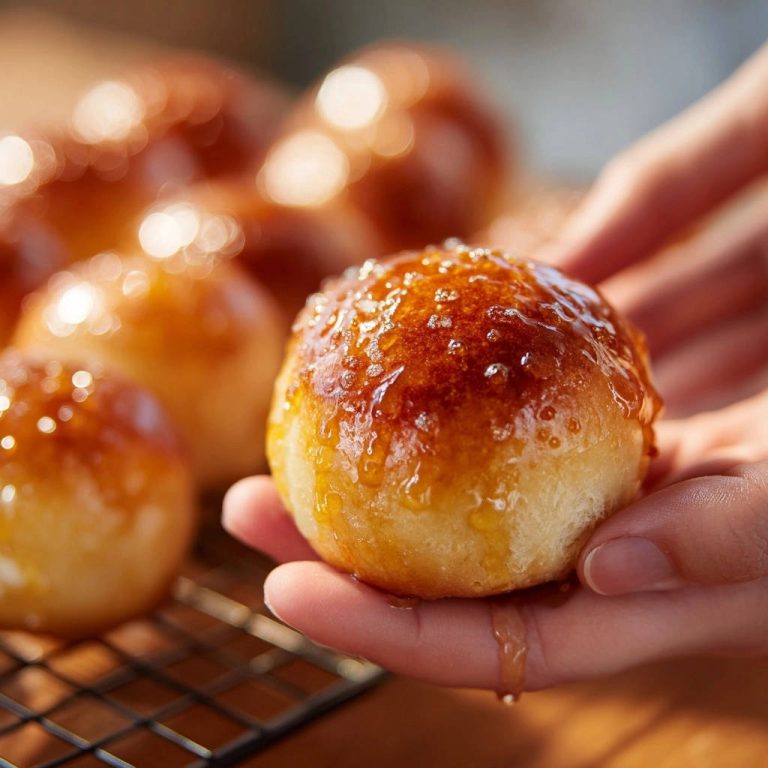 Sweet glazed buns with a glistening, textured sugar glaze shown in a close-up detail.