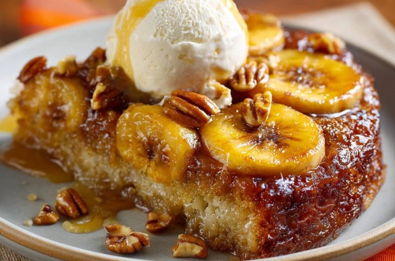 Banana Pecan Upside-Down Cake