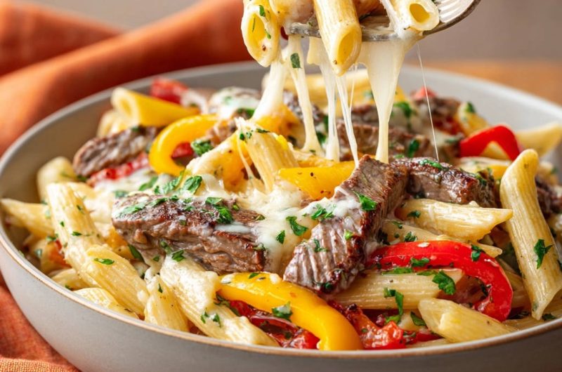 Cheesy Steak and Pepper Penne