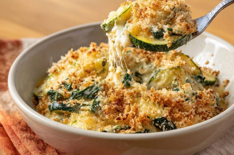 Cheesy Zucchini and Spinach Bake