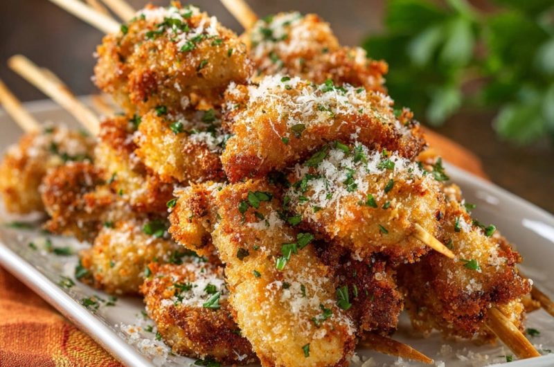 Crispy Parmesan Chicken Skewers
