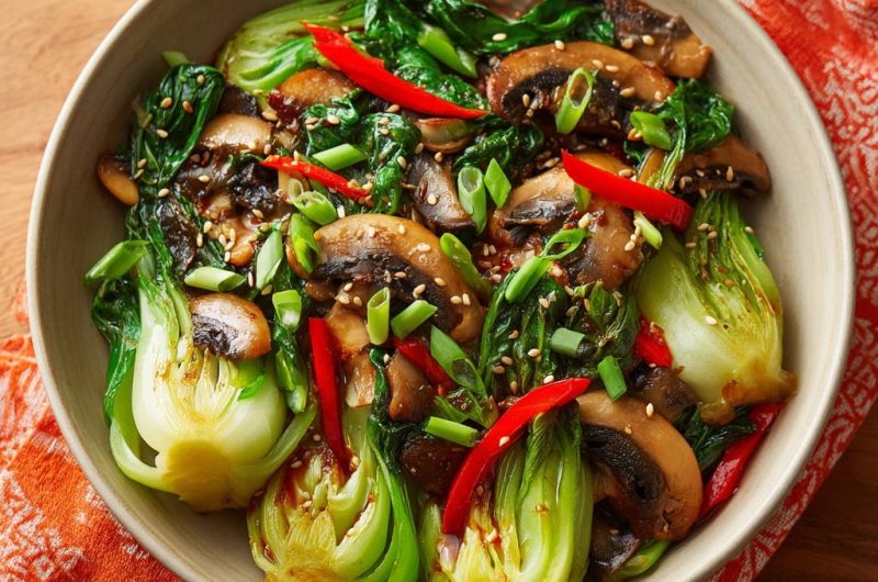 Garlic Mushroom Bok Choy Stir-Fry