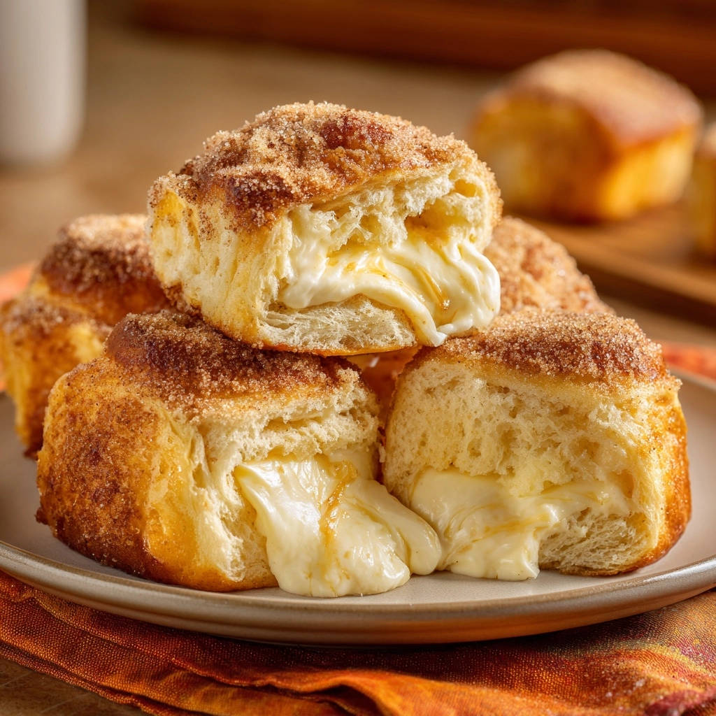 Gooey cinnamon cream cheese pull-aparts in a cross-section showing the oozing cream cheese filling.