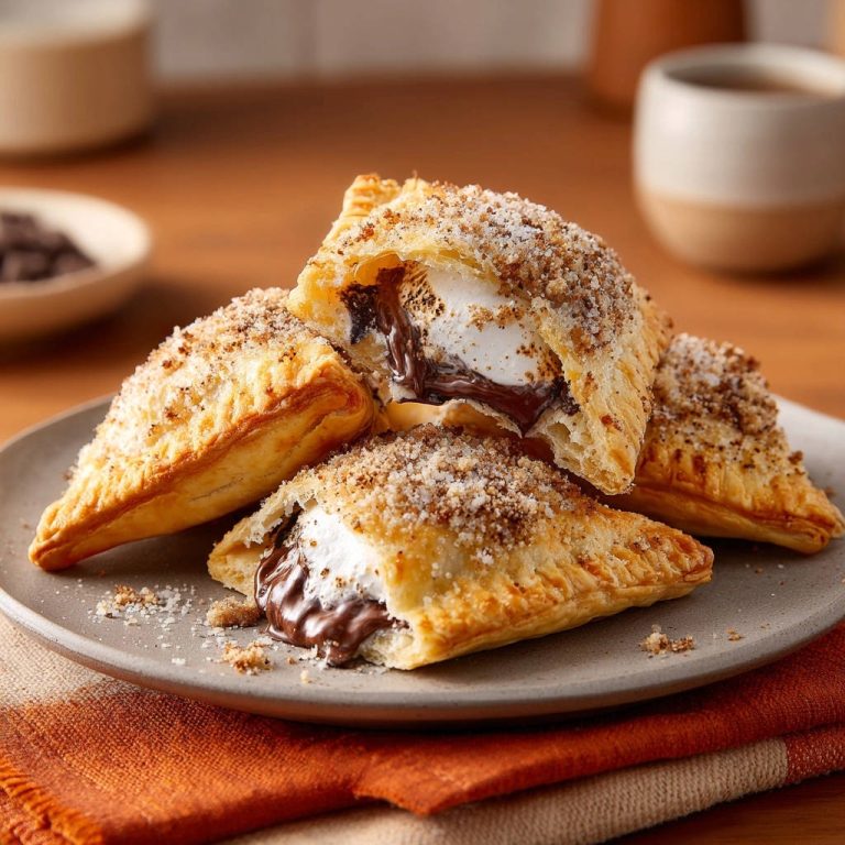 S'mores hand pies showing a gooey cross-section with melted chocolate and marshmallow filling.