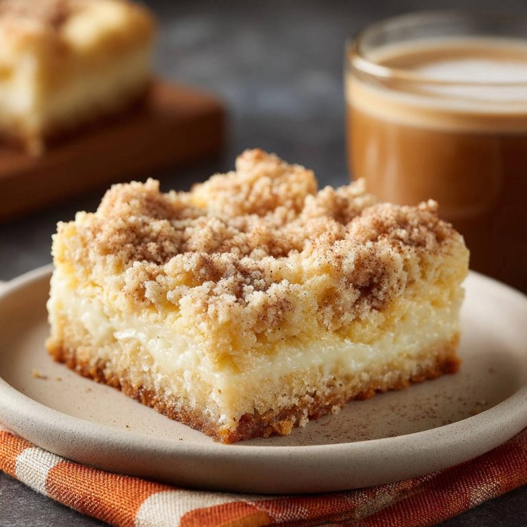 Cream cheese crumb bars featuring a creamy interior and crumb topping, presented as a single slice on a plate.