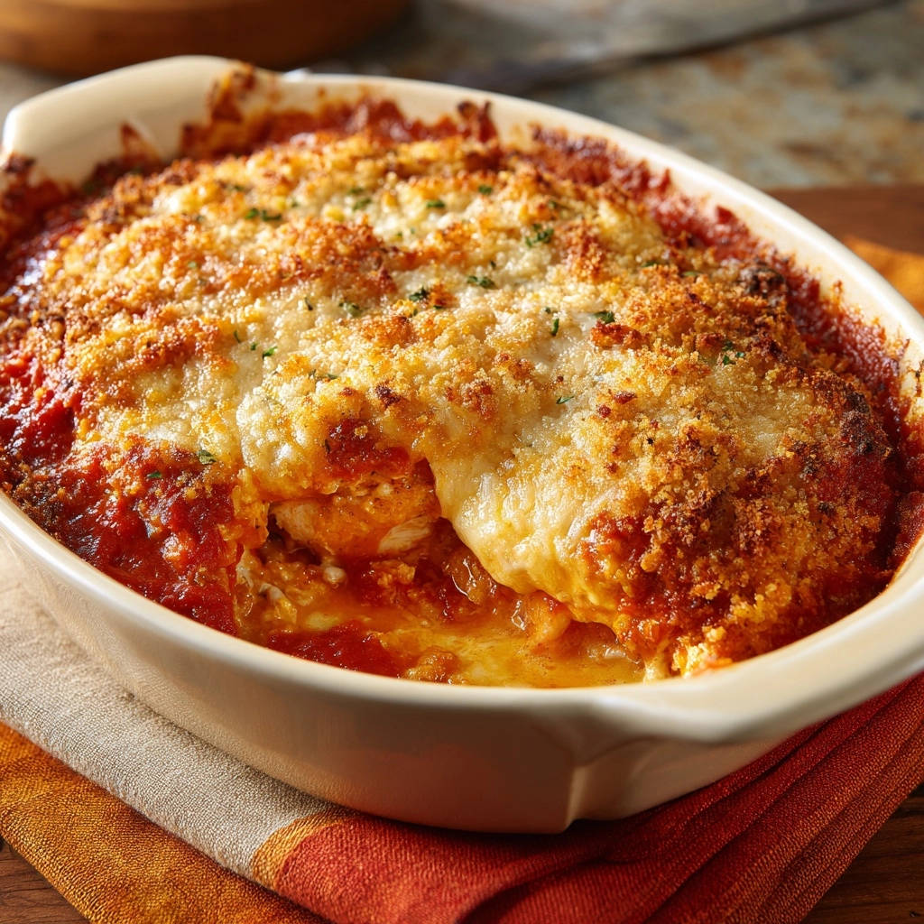 Ultimate baked ziti with a golden-brown bread crumb topping and melted cheese, shown in a close-up detail shot.