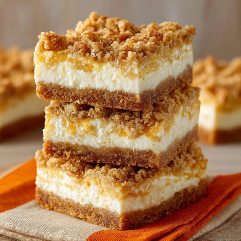 Cheesecake crumb bars stacked and cut to show the creamy interior and crumb topping layers.
