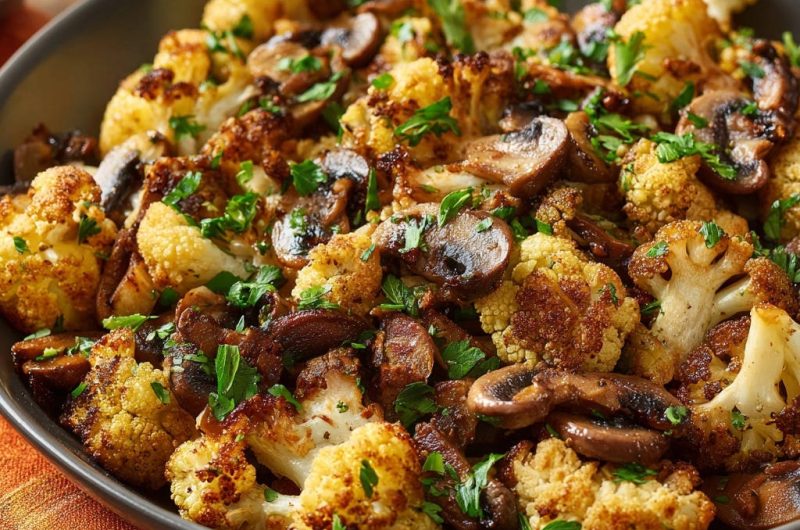 Roasted Cauliflower and Mushrooms