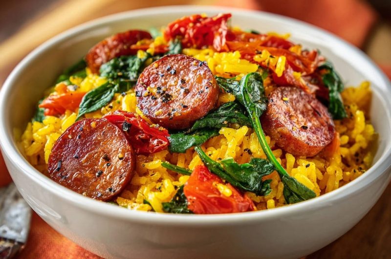Sausage Spinach Rice Bowl