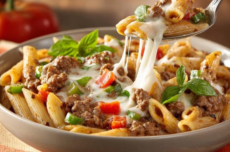 Cheesy Beef and Pepper Penne