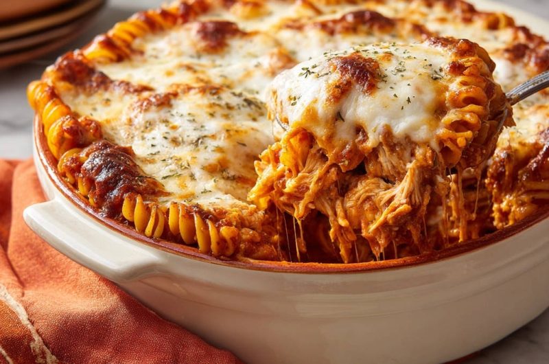 Cheesy Chicken Rotini Bake