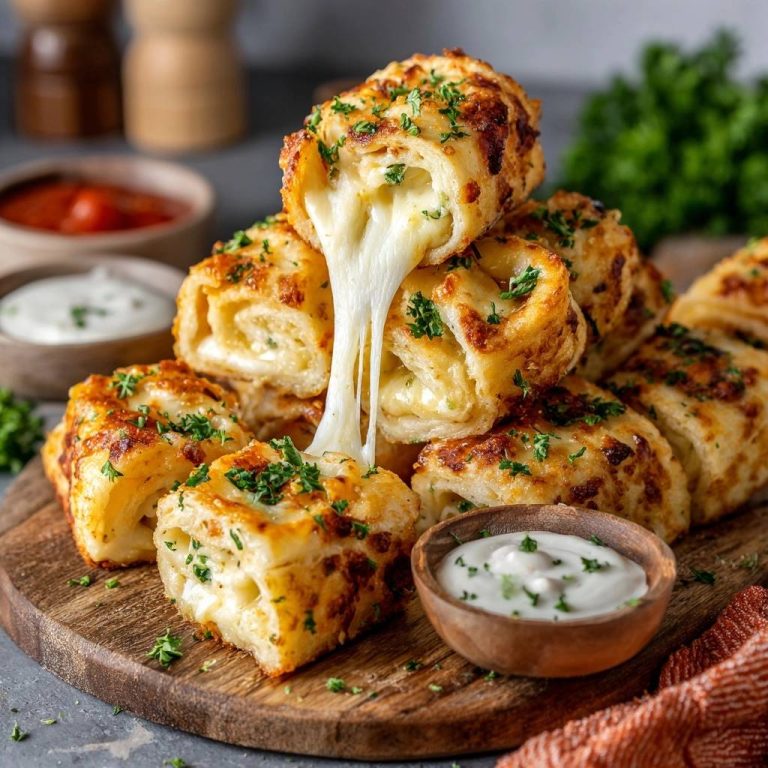 Cheesy garlic bread bombs with an oozy, melted cheese interior, a close-up view.