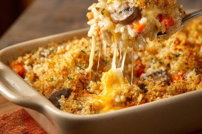 Mushroom Carrot Rice Casserole
