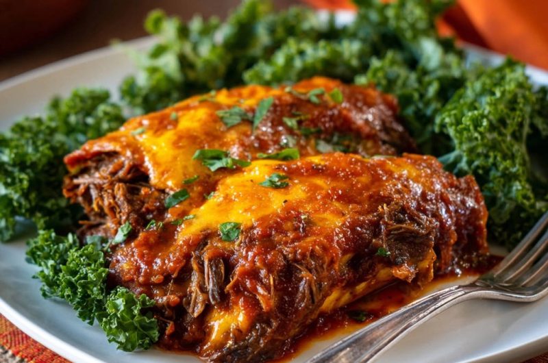 Cheesy Shredded Beef Enchiladas