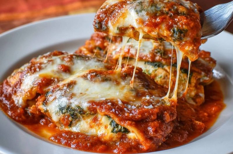 Cheesy Spinach Manicotti