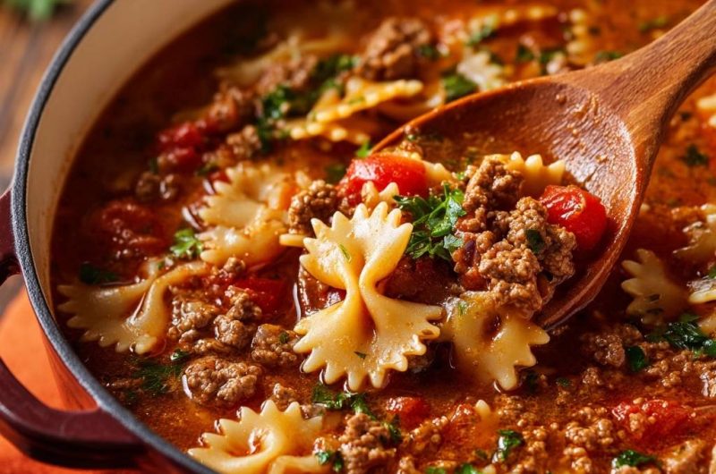 Beef Bowtie Tomato Soup