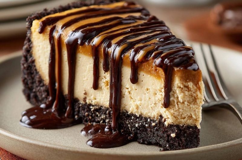 Peanut Butter Caramel Chocolate Cheesecake