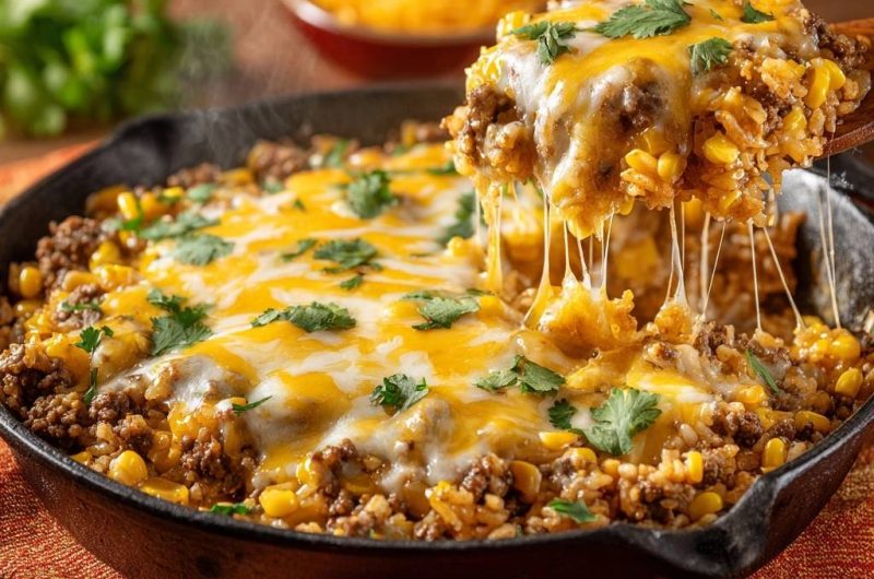 Cheesy Beef Corn Rice