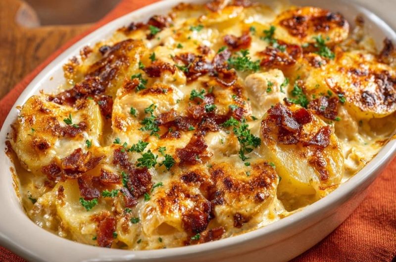 Cheesy Chicken Bacon Potato Casserole