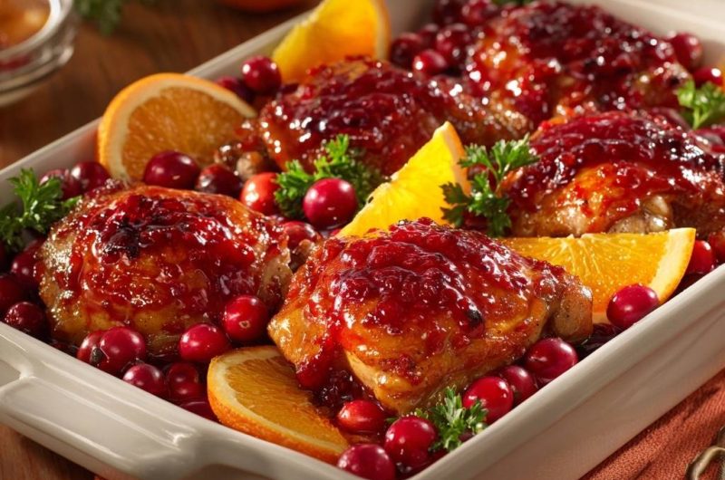 Cranberry Orange Baked Chicken Thighs
