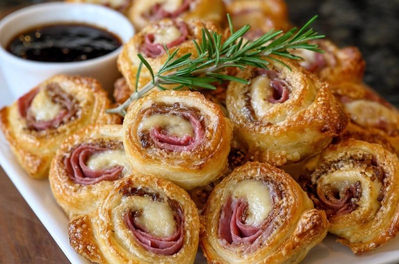 Ham Cheese Onion Puff Pastry Pinwheels