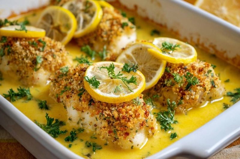 Lemon Crumb Baked White Fish
