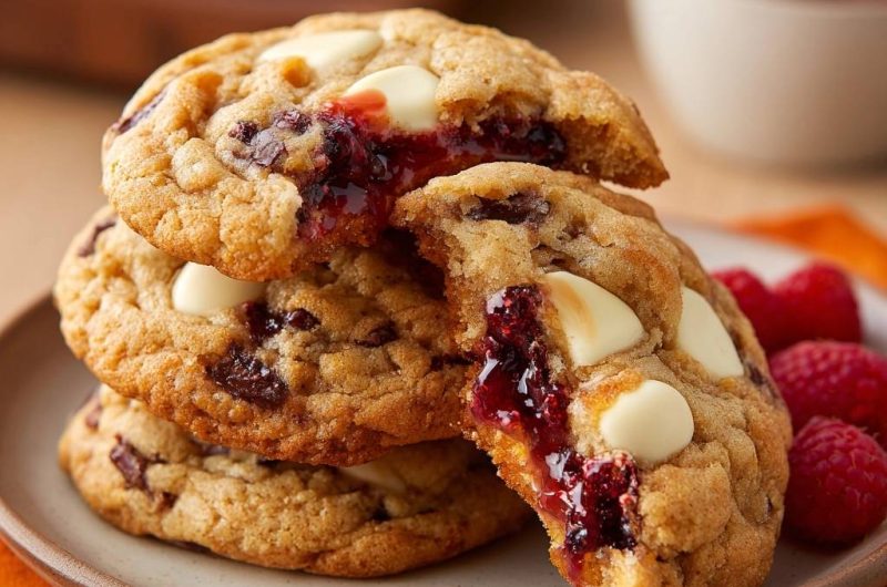 Raspberry Jam White Chocolate Chunk Cookies