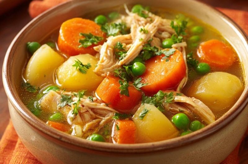 Shredded Chicken Veggie Soup