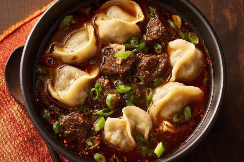 Spicy Beef Dumpling Soup