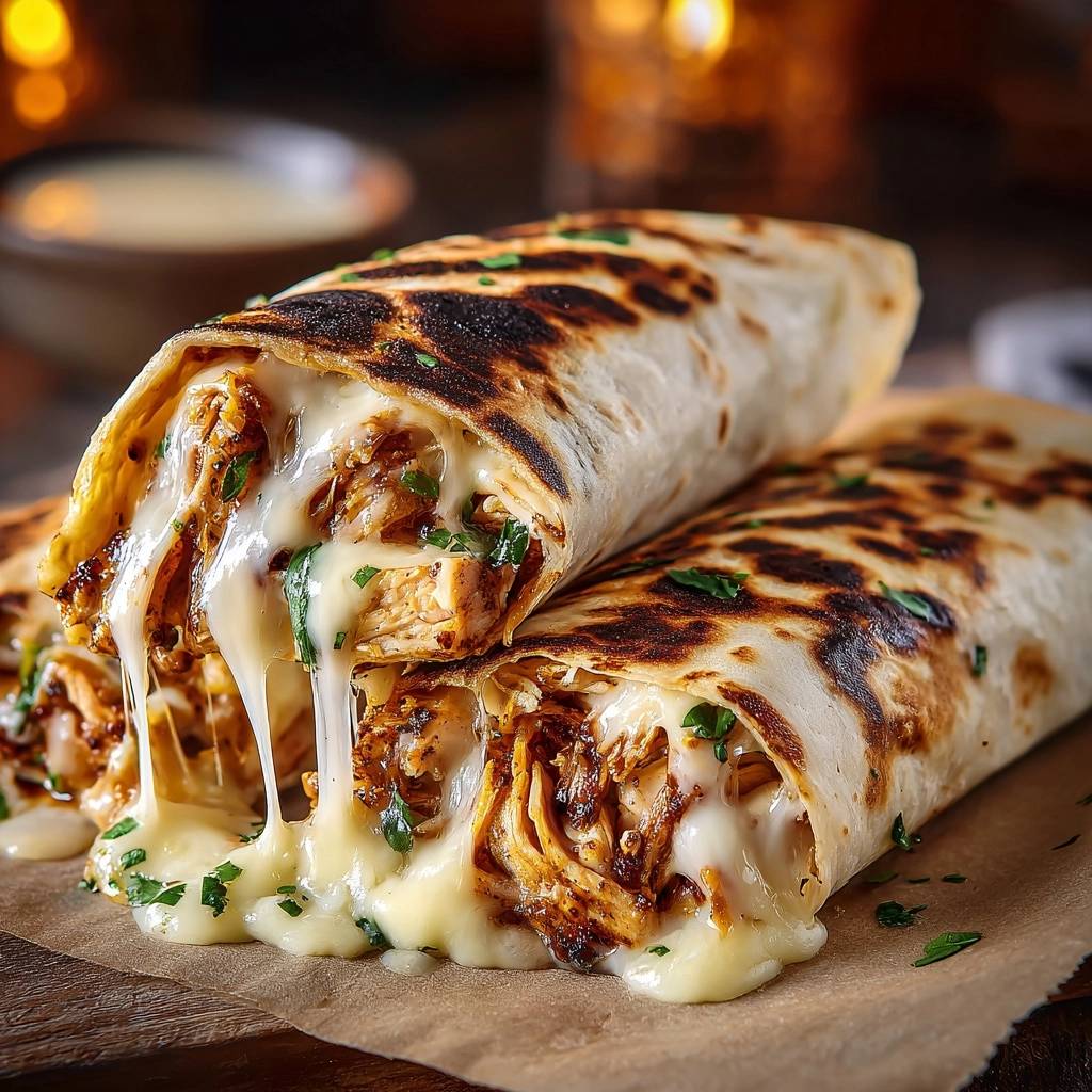 Charred BBQ Chicken Quesadillas with gooey melted cheese oozing out in a close-up cross-section view.