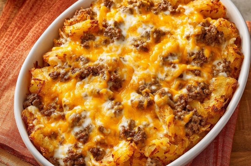 Cheesy Beef Hash Brown Casserole