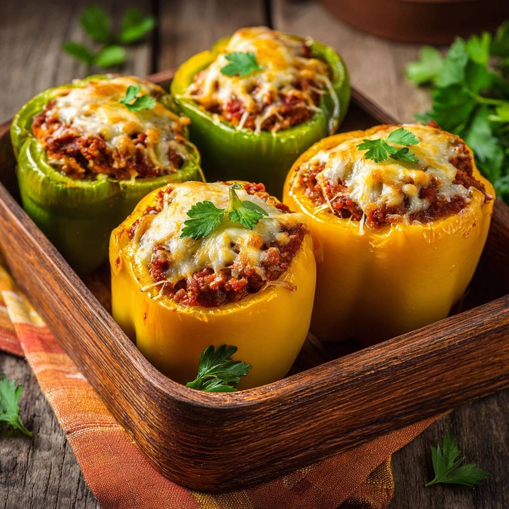Cheesy Beef Stuffed Peppers: Molten Centers