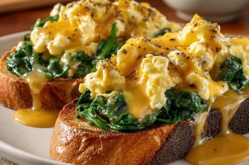 Cheesy Spinach Scrambled Eggs