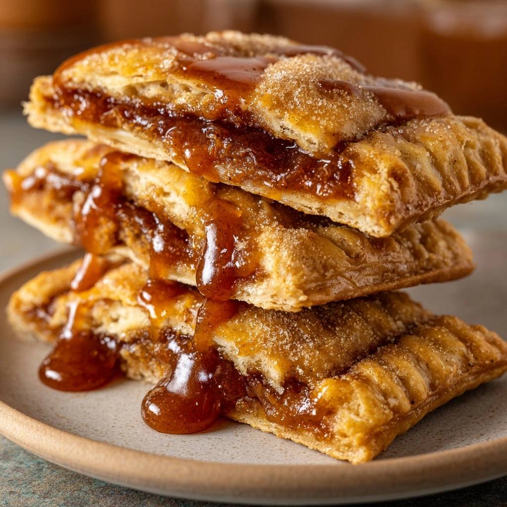 Cinnamon Sugar Date Bars with gooey filling stacked high, showing a close-up of the rich, sticky interior and flaky pastry.