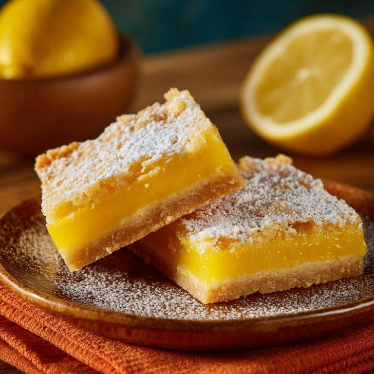Classic lemon bars with perfectly set filling shown in a close-up cross-section view, dusted with powdered sugar.