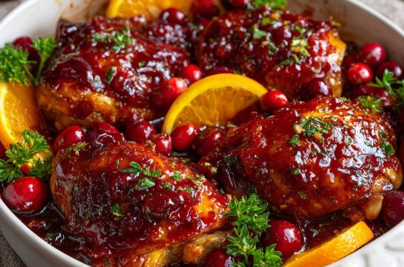 Cranberry Orange Glazed Chicken Thighs