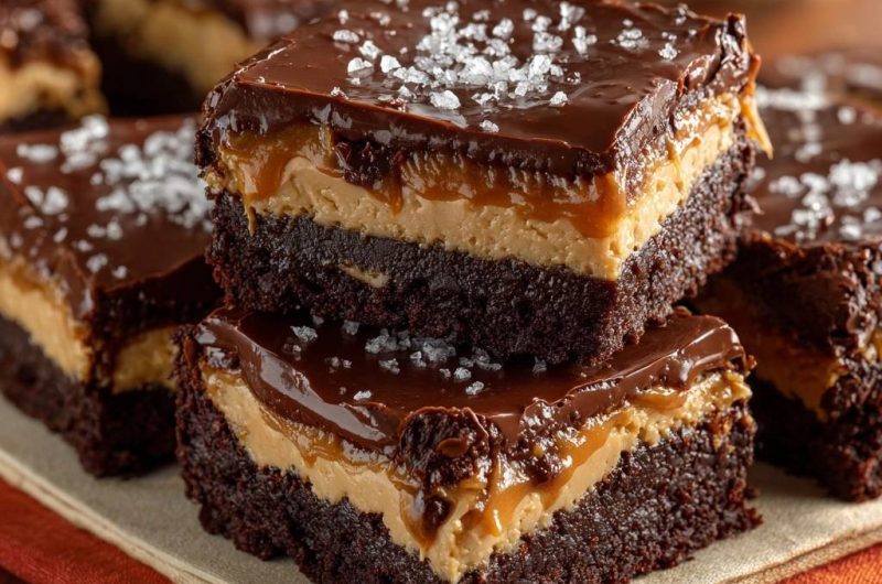 Salted Chocolate Peanut Butter Brownie Bars
