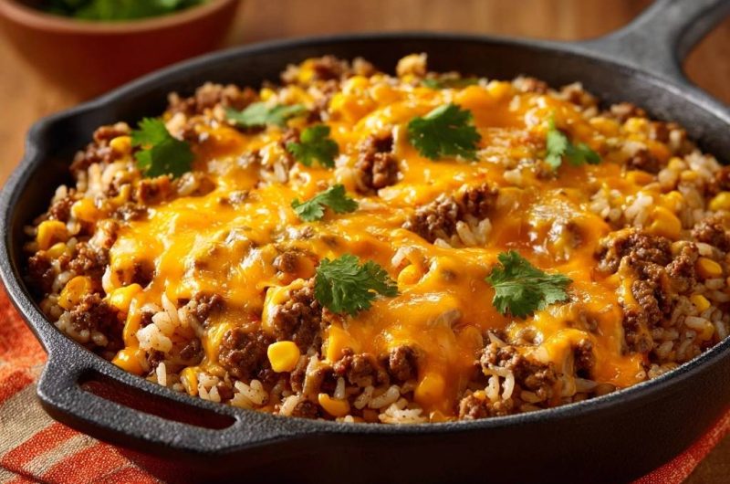 Cheesy Ground Beef and Rice