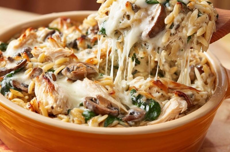 Chicken Mushroom Orzo Bake