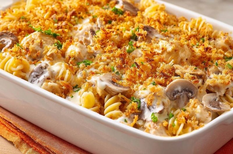 Chicken Mushroom Rotini Bake